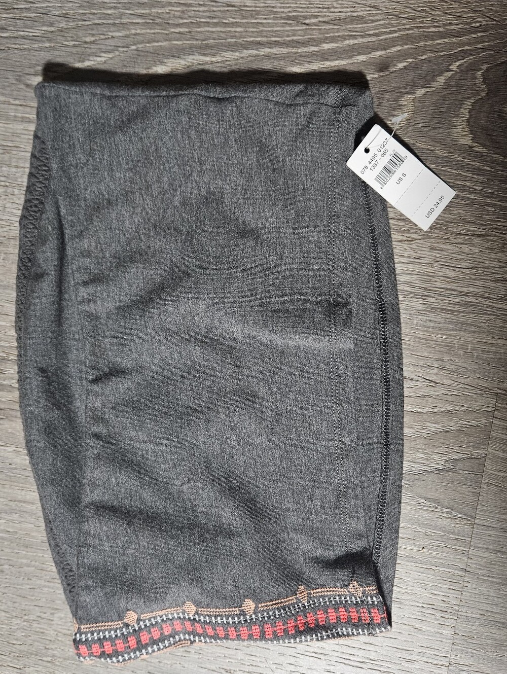 NWT Aerie Grey Strapless Tube Top Geo Embroidered Hem Boho Y2K Small